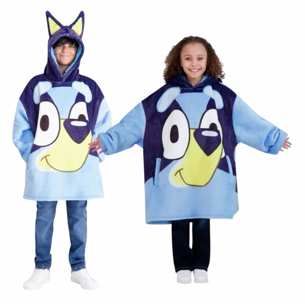 NEW Bluey Wayy Big Fleece Oversized Hoodie Blanket Pullover One Size Kids 4-10